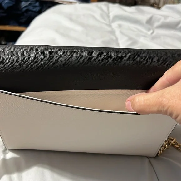 Ulu Black and White Crossbody Bag with Gold Chain - Picture 2 of 6